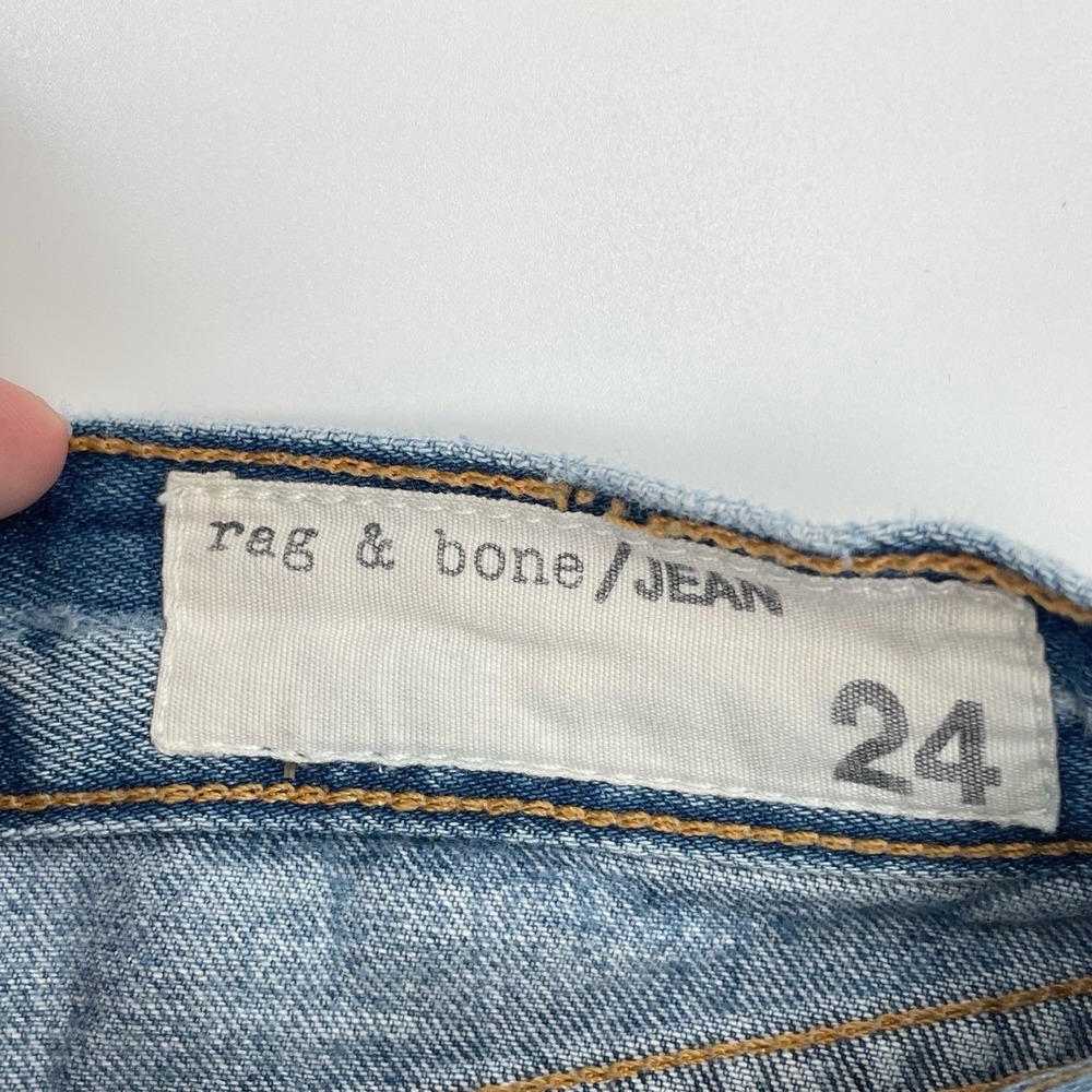 Rag & Bone Women's Blue Heavy Rips Rolled Hem Distressed Denim Shorts Size 24 - Picture 8 of 11